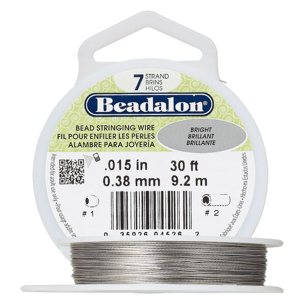 Wire, Beadalon®, bright, 7 strand, 0.015-inch diameter. Sold per 30-foot spool. image number 0