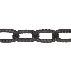 Chain 1pkg1 cable, 10.3mm textured, aluminum / anodized black 25 foot unfinished