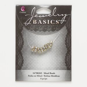 Bead, gold-finished "pewter" (zinc-based alloy) and glass, clear, 7x3mm rondelle. Sold per pkg of 8.