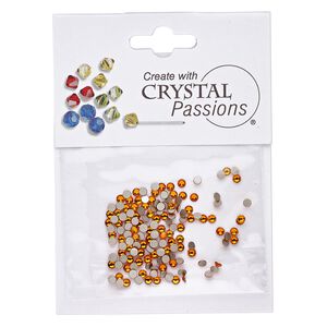 Flat back 144pk tangerine foil back, Crystal Passions® 2.1-2.3mm rose round SS7 2058