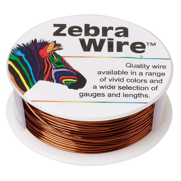 Wire, Zebra Wire™, color-coated copper, brown, round, 22 gauge. Sold per 1/4-pound spool, approximately 45 yards (41 meters). image number 0