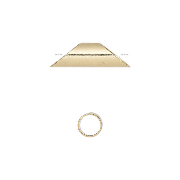 Bead, gold-finished brass, 21x6mm round tube with diagonally cut ends. Sold per pkg of 10. image number 0