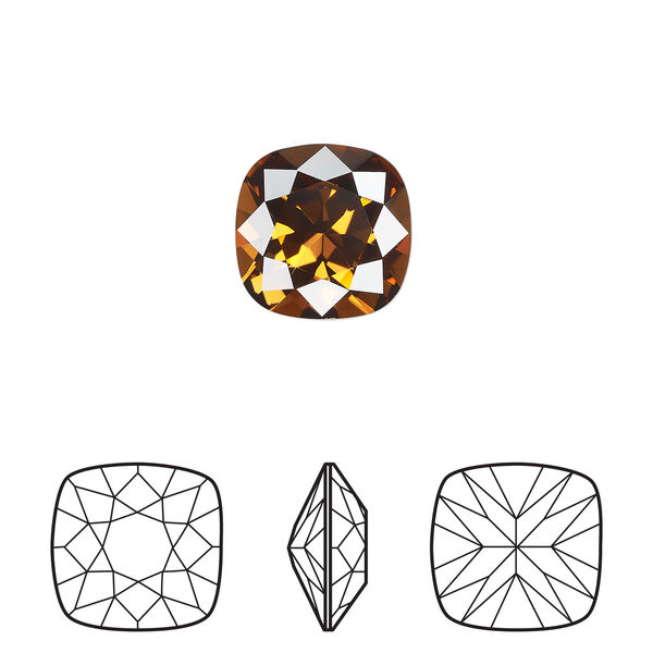 Fancy stone 1pkg72 smoked topaz foil back, Swarovski® ReCreated™, 12mm square cushion 4470 image number 0