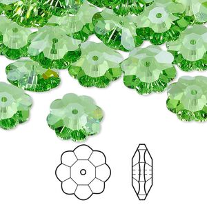 Margarita flower 144pk peridot, Swarovski® 12x4mm 3700