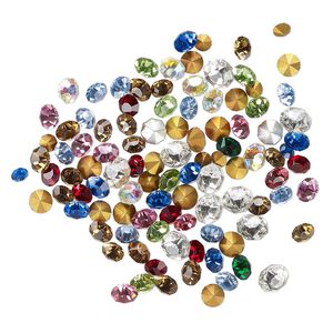 Chaton mix 5g pk mixed colors, vintage Preciosa Czech crystal rhinestone 4-5.44mm round SS17-SS24