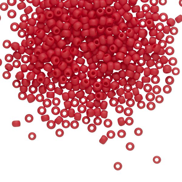 Seed bead, TOHO BEADS®, glass, pkg/7.5g, #11 round, opaque frosted pepper red (TR-11-45F). image number 0