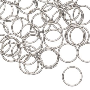 Jump ring, stainless steel, 10mm welded round, 8.4mm inside diameter, 20 gauge. Sold per pkg of 50.