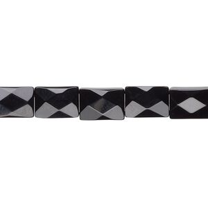 Black onyx 1pkg1, faceted rectangle bead 15.5-16 inch 9x6mm