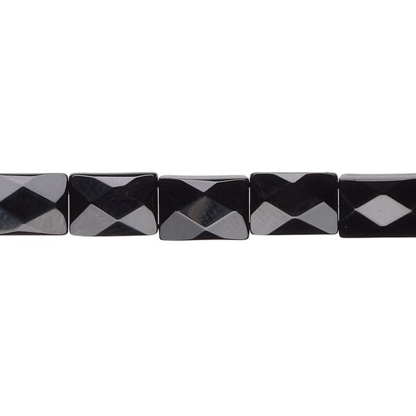 Black onyx 1pkg1, faceted rectangle bead 15.5-16 inch 9x6mm image number 0