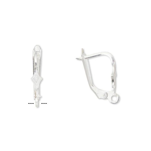 Ear wire, sterling silver-filled, 15mm leverback with 8x3.5mm shield and open loop. Sold per pair. image number 0