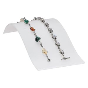 Display, bracelet, acrylic, frosted white, 7-2/3 x 4 x 1-5/8 inch ramp. Sold individually.