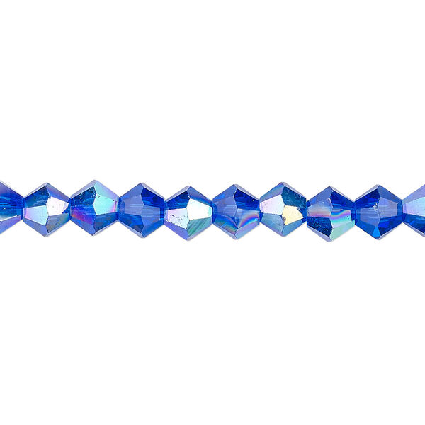 Bead 1pk translucent cobalt blue AB, Celestial Crystal® 6mm bicone 15.5-16 inch image number 0