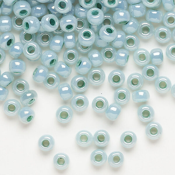 Seed bead, Miyuki, glass, pkg/250g, #6 rocaille, opaque luster alpine green (RR-521). image number 0