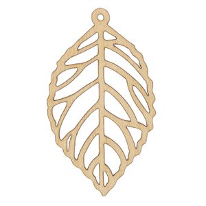 Focal, sugar maple (natural), 38x24mm single-sided laser-cut leaf with cutout design. Sold individually.