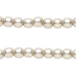 Taiwanese cheesewood 1pkg2, hand-cut painted round bead 15.5-16 inch metallic platinum 6mm