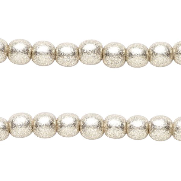 Taiwanese cheesewood 1pkg2, hand-cut painted round bead 15.5-16 inch metallic platinum 6mm image number 0