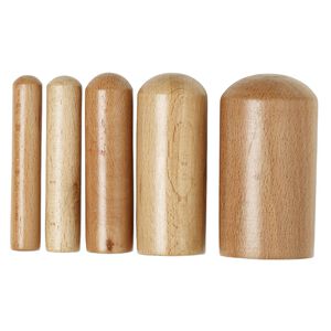 Dapping punch, wood, 17.5-48.5mm round, 3-3/4 inches with domed end. Sold per 5-piece set.