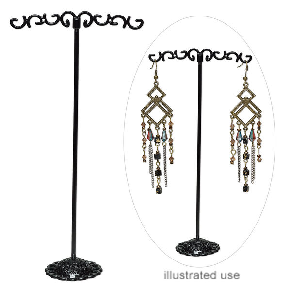 Display, earring, powder-coated steel and "pewter" (zinc-based alloy), 6-1/4 x 3 x 1-1/4 inches. Sold per pkg of 2. image number 0