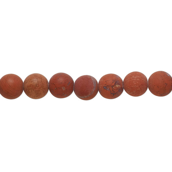 Bead, red jasper (natural), matte, 6mm round, B grade, Mohs hardness 6-1/2 to 7. Sold per 8-inch strand, approximately 30 beads. image number 0