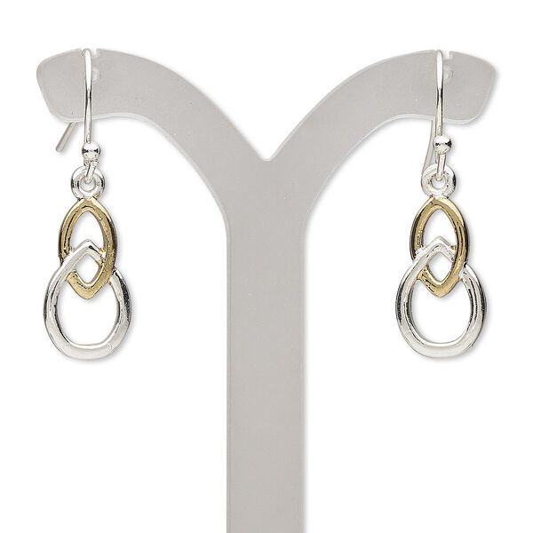 Earring, gold- / silver-finished steel / "pewter" (zinc-based alloy), 28mm with fishhook ear wire. Sold per pair. image number 0