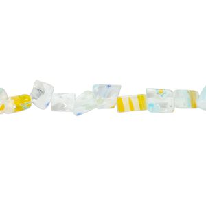 Bead, millefiori glass, translucent mint and multicolored, mini to small chip. Sold per 34-inch strand.