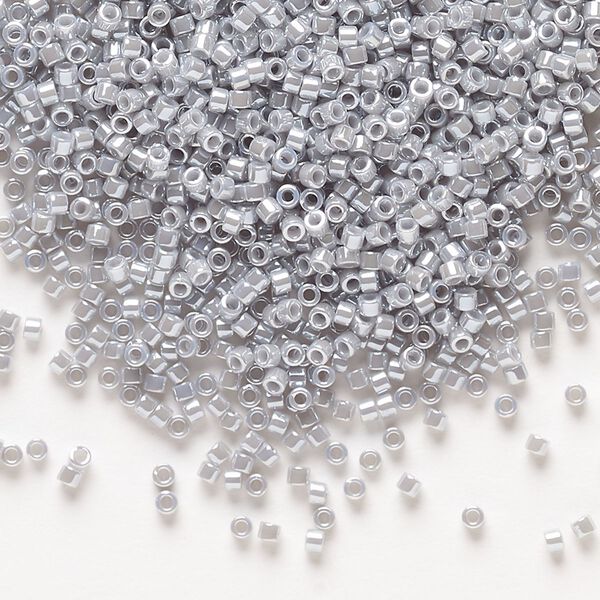 Seed bead, Delica®, glass, pkg/7.5g, #11 round, opaque luster ghost grey (DB-1570). image number 0