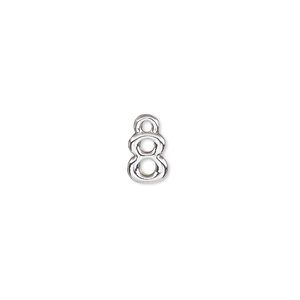 Charm, silver-finished "pewter" (zinc-based alloy), 7.5x6mm number 8. Sold per pkg of 2.