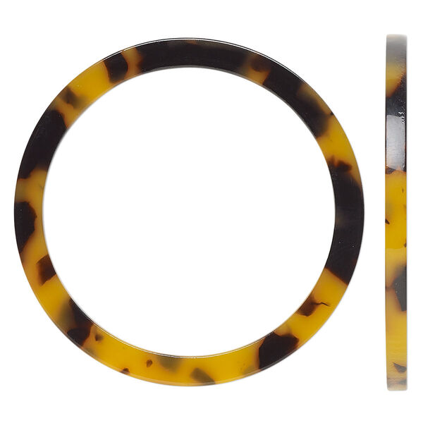 Focal, resin, translucent tortoise, 44.5mm undrilled open round. Sold per pkg of 4. image number 0