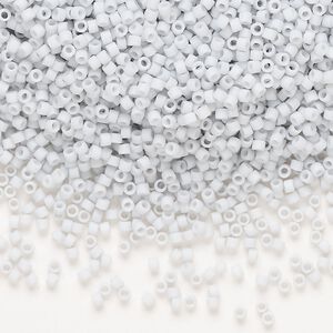 Seed bead, Delica®, glass, pkg/50g, #11 round, opaque matte glazed luster pale blue grey (DB-0357-1).