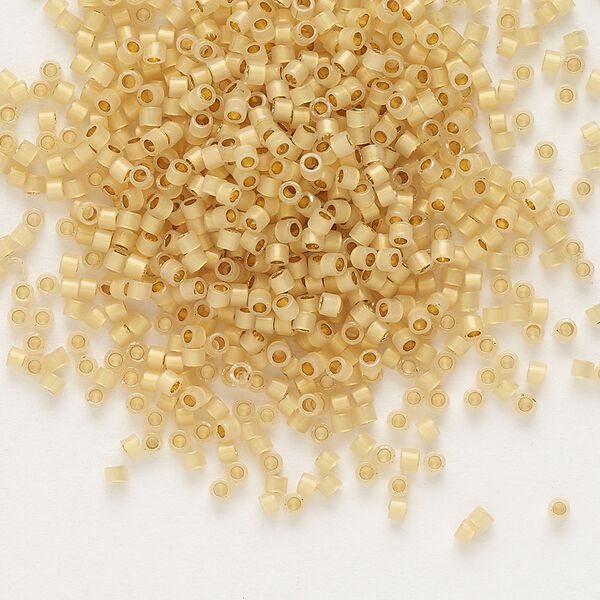 Seed bead, Delica®, glass, pkg/250g, #11 round, translucent 24Kt gold-lined opal (DB-0230). image number 0