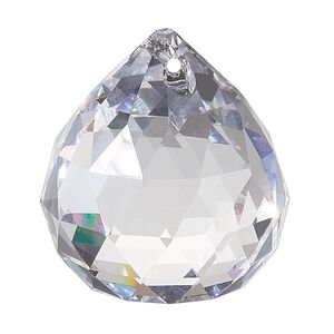 Suncatcher 5pk clear, Asfour Crystal 35x30mm top-drilled triangle-faceted round teardrop