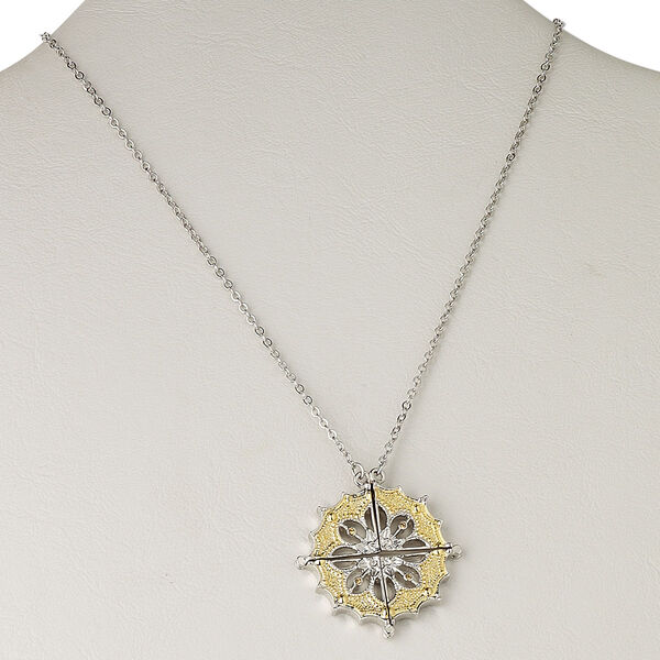 Necklace, glass rhinestone with gold- and imitation rhodium-plated brass, orange, 37mm magnetic fancy round with 22x16x16mm triangle, 16 inches with 3-inch extender chain and lobster claw clasp. Sold individually. image number 0