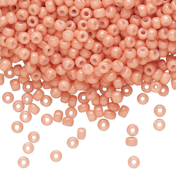 Seed bead, Miyuki, glass, pkg/50g, #8 rocaille, Duracoat® opaque outside dyed dark salmon, (RR-4462). image number 0
