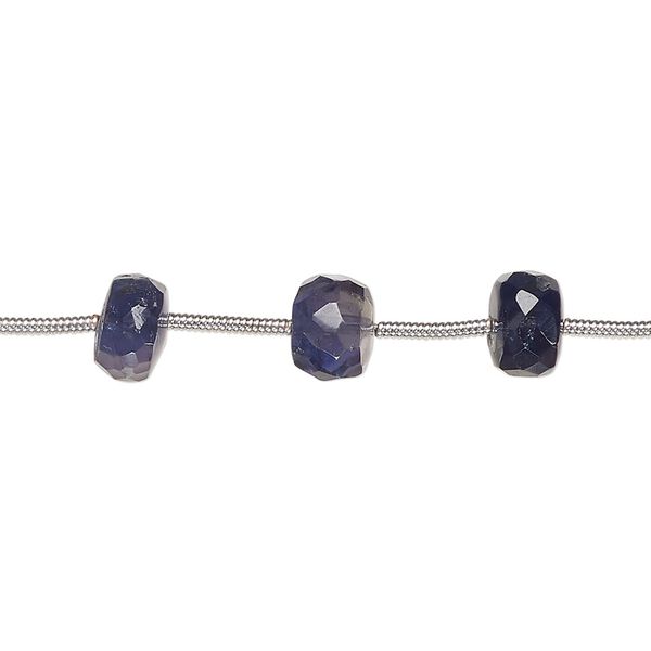 Iolite 1pkg15, hand-cut faceted rondelle bead natural 6x3mm-10x4mm image number 0