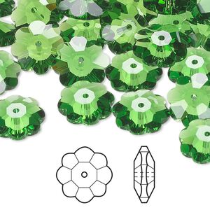 Margarita flower 12pk fern green, Crystal Passions® 12x4mm 3700