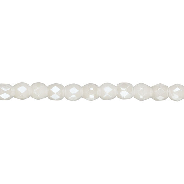 Bead, Czech fire-polished glass, light ivory luster, 4mm faceted round. Sold per pkg of 1,200 (1 mass). image number 0