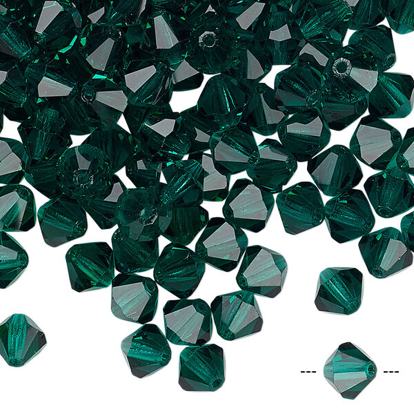 Bead 288pk emerald, Preciosa Czech crystal 6mm bicone image number 0