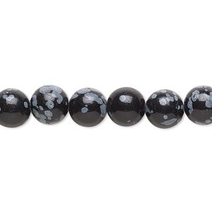 Snowflake obsidian 1pkg1, round bead natural 15.5-16 inch 8mm