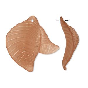 Focal, acrylic, frosted light brown, 35x32mm leaves. Sold per pkg of 25.