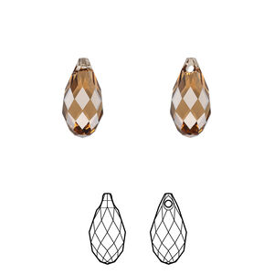Briolette 1pkg2 light smoked topaz, Crystal Passions® Regenerated 13x6.5mm pendant drop 6010