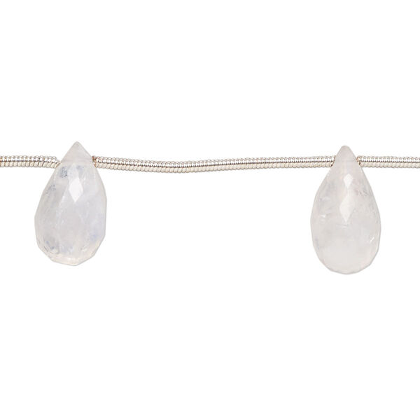 Rainbow moonstone 1pkg6, hand-cut top-drilled faceted teardrop bead natural B grade, 11x7mm-13x8mm image number 0