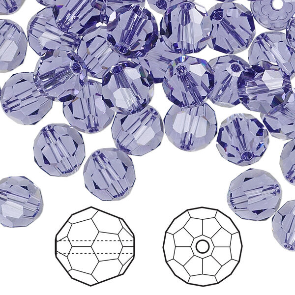 Bead 288pk tanzanite, Swarovski® 8mm round 5000 image number 0