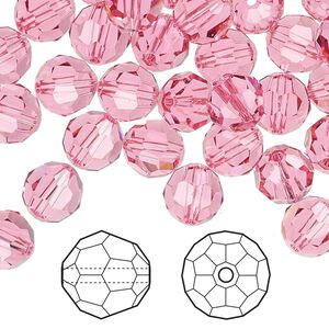 Bead 144pk rose, Crystal Passions® 8mm round 5000