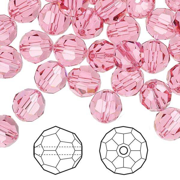 Bead 144pk rose, Crystal Passions® 8mm round 5000 image number 0