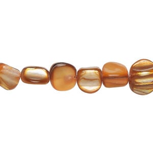 Mother-of-pearl shell 1pkg1, pebble bead 15 inch orange medium