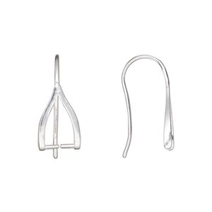 Ear wire 1pkg2 sterling silver, 20mm / perpendicular ice-pick bail / 9mm grip length, 19 gauge 1 pair