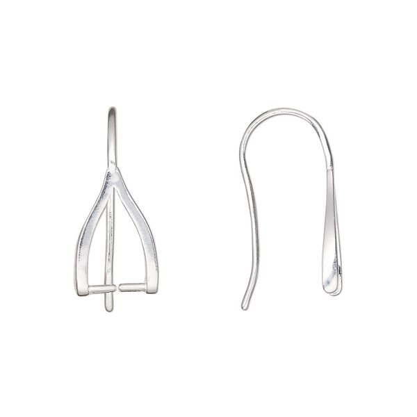 Ear wire 1pkg2 sterling silver, 20mm / perpendicular ice-pick bail / 9mm grip length, 19 gauge 1 pair image number 0