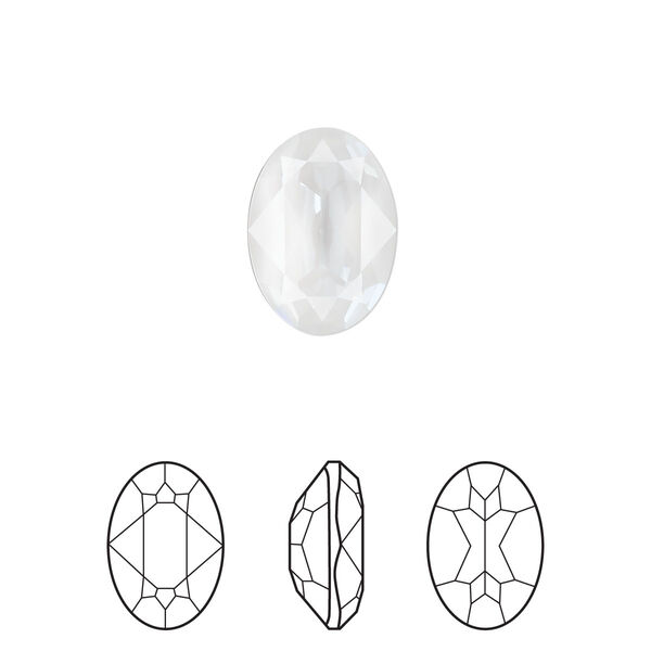 Fancy stone 1pk crystal electric white ignite LacquerPRO, Crystal Passions® 14x10mm oval 4120 image number 0
