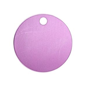 Drop, anodized aluminum, purple, 25.5mm double-sided flat round blank with 3mm hole, 20 gauge. Sold per pkg of 10.