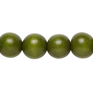 Bead, Taiwanese cheesewood (dyed / waxed), light forest green, 11-12mm round. Sold per pkg of (2) 15-1/2" to 16" strands.